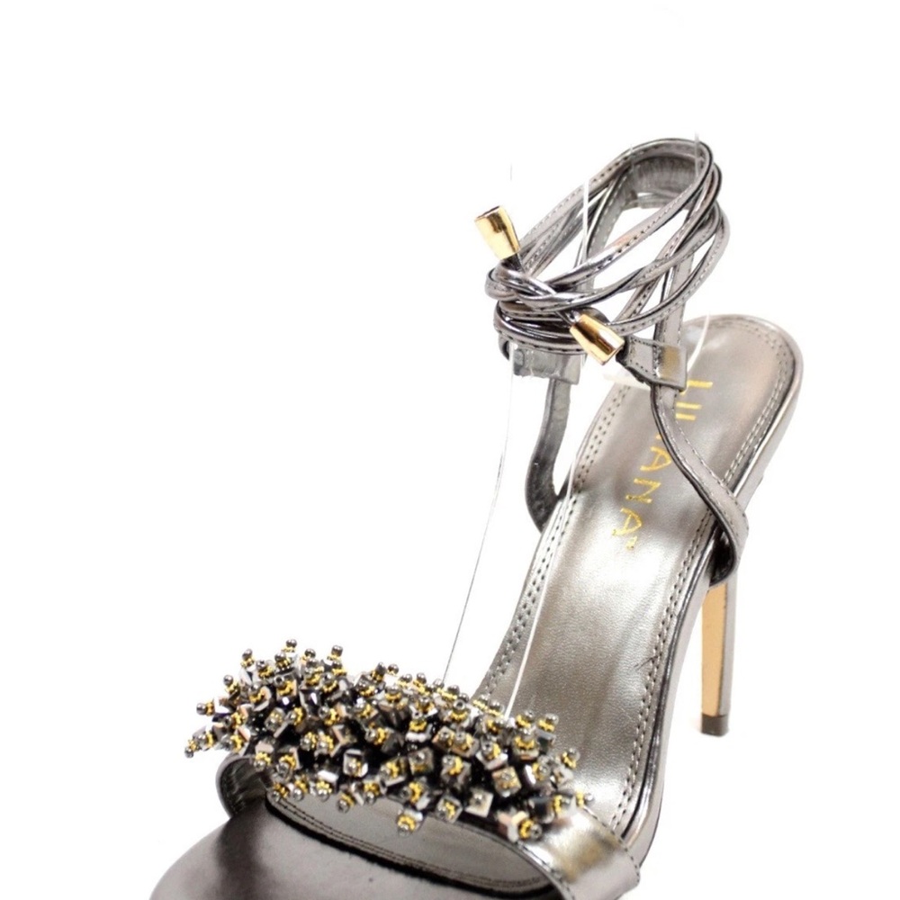 Liliana Silver Embellished Strappy Heels - Picture 9 of 12